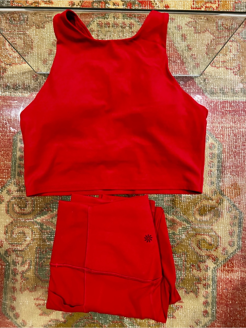 Athleta Red High-Neck Crop Tank Leggings